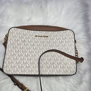 Michael Kors Beige and Brown Crossbody Bag